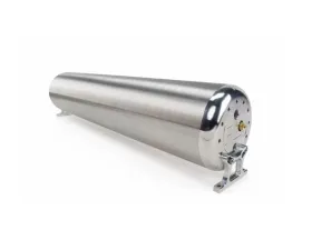 Air Lift 28" FLO Tank - (2) 1/4", (2) 3/8", (1) 1/8" end ports, & 1/8" drain port - 28"L x 6" D x 6 3/4"H - Raw End Caps with Brushed Tube (Includes two mounting brackets)
