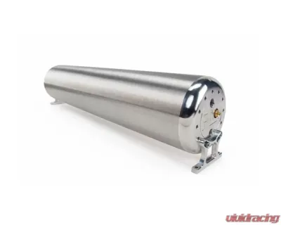 Air Lift 28" FLO Tank - (2) 1/4", (2) 3/8", (1) 1/8" end ports, & 1/8" drain port - 28"L x 6" D x 6 3/4"H - Raw End Caps with Brushed Tube (Includes two mounting brackets) - 15228