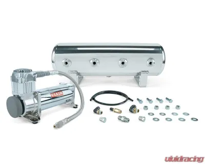 Air Lift Performance 2.5 Gal. Polished Tank w/ Viair 444c Chrome Compressor 1/4" & 3/8" Fittings & Tank Mounting Hardware - 27801