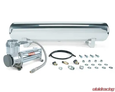 Air Lift Performance 4 Gal. Polished Tank w/ Viair 444c Chrome Compressor 1/4" & 3/8" Fittings & Tank Mounting Hardware - 27802