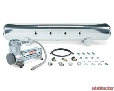 Air Lift Performance 5 Gal. Polished Tank w/ Viair 444c Chrome Compressor 1/4" & 3/8" Fittings & Tank Mounting Hardware - 27804