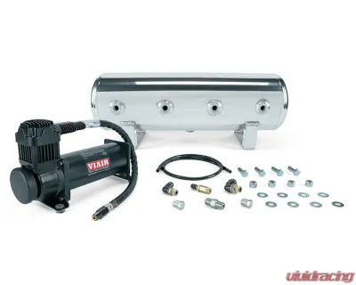 Air Lift Performance 2.5 Gal. Polished Tank w/ Viair 444b Black Compressor 1/4" & 3/8" Fittings & Tank Mounting Hardware - 27805