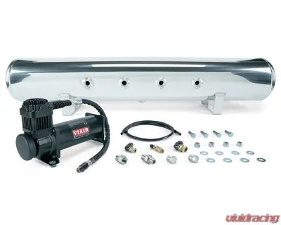 Air Lift Performance 5 Gal. Polished Tank w/ Viair 444b Black Compressor 1/4" & 3/8" Fittings & Tank Mounting Hardware - 27808