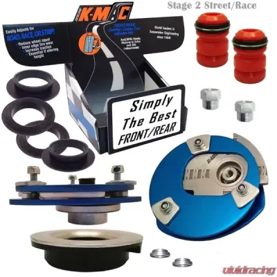 K-Mac Front Top Strut Mounts Camber & Caster Adjustable Pair Stage 2-Street/Race BMW E21 3 Series 1975-1983 - 192116-2L