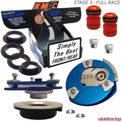 K-Mac Front Top Strut Mounts Camber & Caster Adjustable Pair Stage 3-Full Race BMW E21 3 Series 1975-1983 - 192116-3L