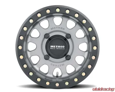 Method Race Wheels MR401 UTV Beadlock 15x7 5x4.5 38mm Titanium - Matte Black Ring - MR40157012852B