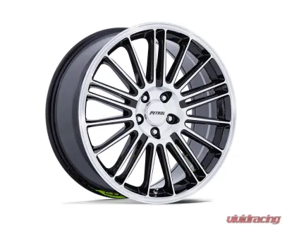 Petrol PE001 P1D Wheel 17x8 5x108 40mm Gloss Black w/Machined Face - PE001BD17804540