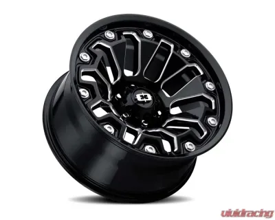 Vision Armor Wheel 20x9 6x139.7 12mm Gloss Black Milled Spokes Black Bolts - 362-2984GBMSB12