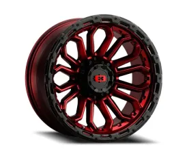 Vision Korupt Wheel 18x9 6x120 12mm Gloss Red Gloss Black Lip