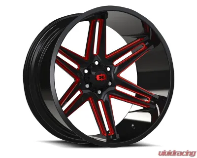 Vision 363 Razor Wheel 20x12 8x180 -51mm Gloss Black Milled Spoke with Red Tint - 363-20287GBMR-51