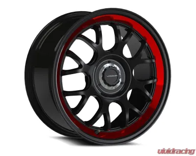 Vision 478 Alpine Wheel 20x8.50 5x4.25 | 5x4.5 35mm Gloss Black Red Tint Brushed Lip - 478-2814GBRTB35