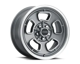 Vision 148 Shift Wheel 15x5.50 5x4.5 7mm Satin Grey Machined Face/Lip