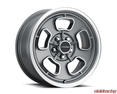Vision 148 Shift Wheel 15x5.50 5x4.75 7mm Satin Grey Machined Face/Lip - 148-5561SGMF7