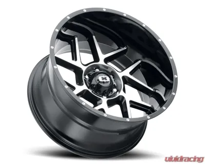 Vision 360 Silver Wheel 24x12 6x5.5 -57mm Gloss Black Machined Face - 360-24283GBMF-57