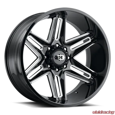 Vision 363 Razor Wheel 22x10 5x5 -19mm Gloss Black Milled Spoke - 363-22073GBMS-19