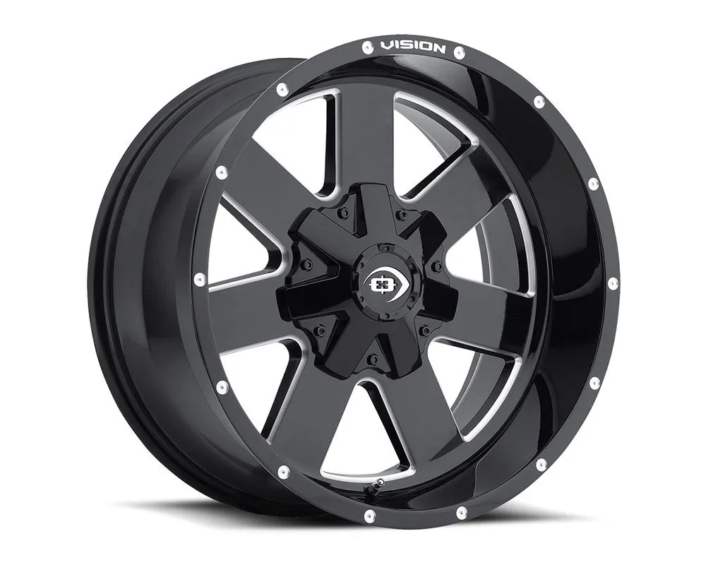 Vision 411 Arc Wheel 17x9 6x5.5 12mm Gloss Black Milled Spoke - 411-7983MS12