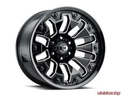 Vision 362 Armor Wheel 20x10 6x5.5 -25mm Gloss Black Milled Spoke with Black Bolt Inserts - 362-20083GBMSB-25