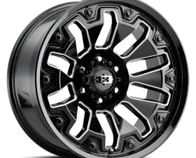 Vision 362 Armor Wheel 18x9 5x5 12mm Gloss Black Milled Spoke with Black Bolt Inserts