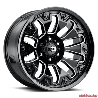 Vision 362 Armor Wheel 18x9 5x5 -12mm Gloss Black Milled Spoke with Black Bolt Inserts - 362-8973GBMSB-12