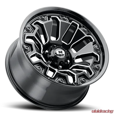 Vision 362 Armor Wheel 18x9 5x5 -12mm Gloss Black Milled Spoke with Black Bolt Inserts - 362-8973GBMSB-12