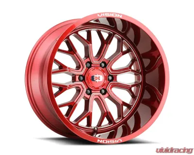 Vision 402 Riot Wheel 20x10 5x5 -25mm Red Tint Milled Spoke - 402-20073RTMS-25