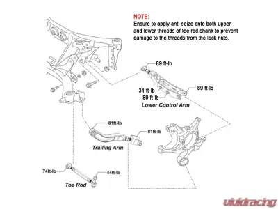 SMY Performance Stealth Heavy Duty Trailing Arms Adjustable Subaru 2022-2025 - SMY-SUS-TRLVB
