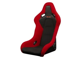 Braum Racing Falcon-S Series Composite FRP Bucket Seat (Red Jacquard Grey Stitching)