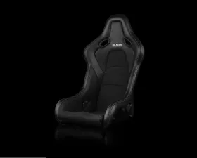 Braum Racing Falcon S Series Fixed Back Racing Seat - (Black Alcantara | White Stitching)