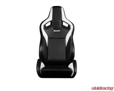 Braum Racing Black / White Leatherette Elite V2 Series Sport Reclinable Seats - BRR1-BKWW2