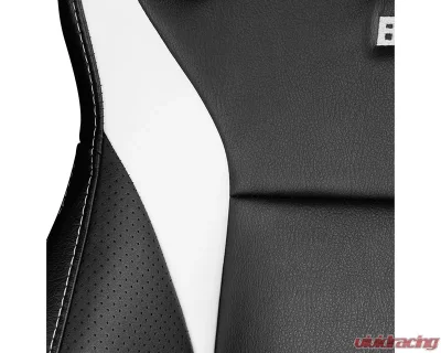 Braum Racing Black / White Leatherette Elite V2 Series Sport Reclinable Seats - BRR1-BKWW2