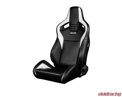 Braum Racing Black / White Leatherette Elite V2 Series Sport Reclinable Seats - BRR1-BKWW2