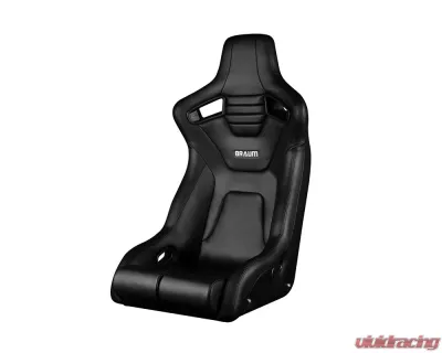 Braum Racing Black Letherette | Black Stitching Elite-R Fixed Back Bucket Seat - BRR1R-BKBK