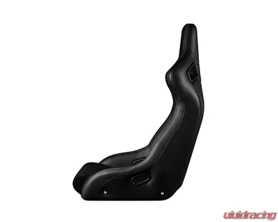 Braum Racing Black Letherette | Black Stitching Elite-R Fixed Back Bucket Seat - BRR1R-BKBK