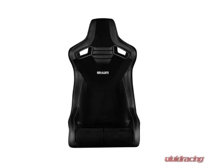 Braum Racing Black Letherette | White Stitching Elite-R Fixed Back Bucket Seat - BRR1R-BKWS