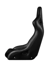 Braum Racing Black Letherette | White Stitching Elite-R Fixed Back Bucket Seat                                     - BRR1R-BKWS - Image 3