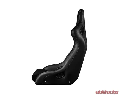 Braum Racing Black Letherette | White Stitching Elite-R Fixed Back Bucket Seat - BRR1R-BKWS