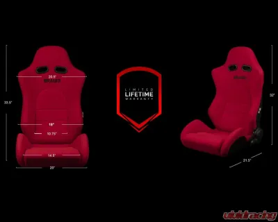 Braum Racing Advan Series Sport Seats (Pair) - Black Leatherette w/ Carbon Insert - BRR2-BKBK