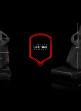 Braum Racing Alpha X Series Sport Seats (Pair) - Black Leatherette w/ Red Stitching - Low Base Version                                     - BRR5-BKRS - Image 5
