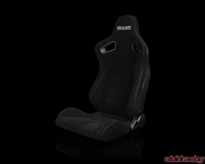 Braum Racing Elite Series Sport Seats (Pair) - Black Cloth w/ Grey Stitching - BRR1-BFGS