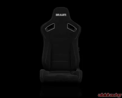 Braum Racing Elite Series Sport Seats (Pair) - Black Cloth w/ Grey Stitching - BRR1-BFGS