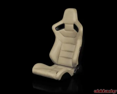 Braum Racing Elite Series Sport Seats (Pair) - Beige Leatherette - BRR1-BGBW