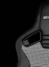 Braum Racing Elite V2 Series Sport Seats (Pair) - Black Leatherette|Houndstooth Fabric                                     - BRR1-BHGS2 - Image 4