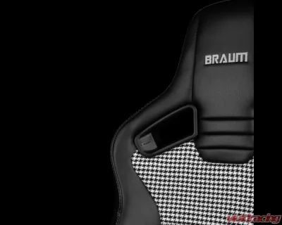 Braum Racing Elite V2 Series Sport Seats (Pair) - Black Leatherette|Houndstooth Fabric - BRR1-BHGS2