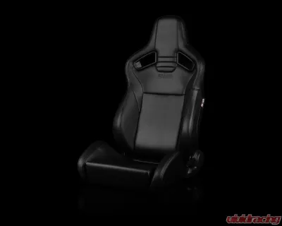Braum Racing Elite V2 Series Sport Seats (Pair) - Black Leatherette w/ Black Stitching - BRR1-BKBS2
