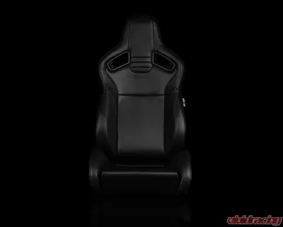 Braum Racing Elite V2 Series Sport Seats (Pair) - Black Leatherette w/ Black Stitching - BRR1-BKBS2
