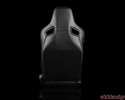 Braum Racing Elite V2 Series Sport Seats (Pair) - Black Leatherette w/ Black Stitching - BRR1-BKBS2