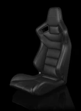 Braum Racing Elite Series Fixed Back Sport Seat (Each) - Black Leatherette w/ Black Stitching                                     - BRR1-BKFB - Image 2