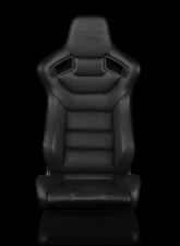 Braum Racing Elite Series Fixed Back Sport Seat (Each) - Black Leatherette w/ Black Stitching                                     - BRR1-BKFB - Image 2