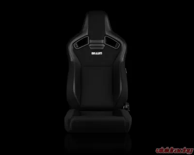 Braum Racing Elite V2 Series Sport Seats (Pair) - Black Leatherette|Black Polo Low BaseVersion - BRR1-BKLB2
