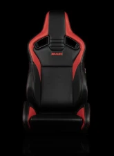 Braum Racing Elite V2 Series Sport Seats (Pair) - Black|Red Leatherette                                     - BRR1-BKRD2 - Image 2